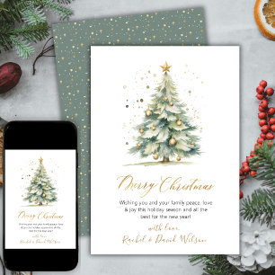 Modern Gold Script Non Photo Christmas Tree Cards