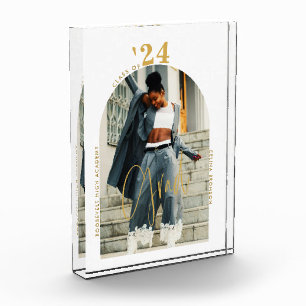 Modern Gold Script Photo 2024 Minimal Graduation Block