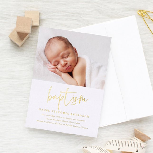 Modern Gold Script Religious Baptism & Christening (Creator Uploaded)