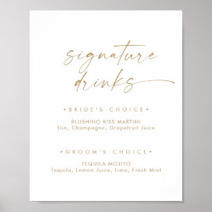 Modern Gold Script Signature Drinks Sign
