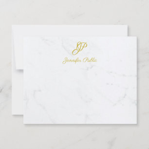 Modern Gold Script Stationery Marble Personalised Card