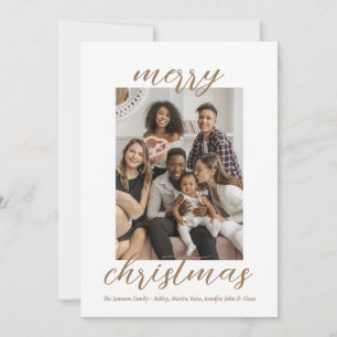 Modern Gold Script Stylish Christmas Family Holiday Card