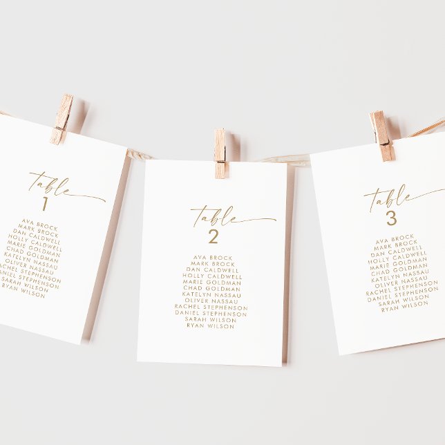 Modern Gold Script Table Number Seating Chart (Creator Uploaded)