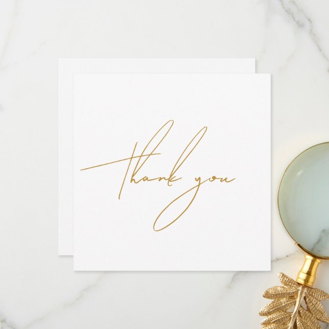 Modern Gold Script Thank You Card (Front/Back In Situ)
