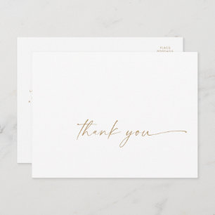 Modern Gold Script Thank You Postcard
