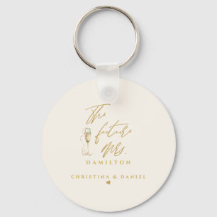 Modern Gold Script Typography Wedding Key Ring