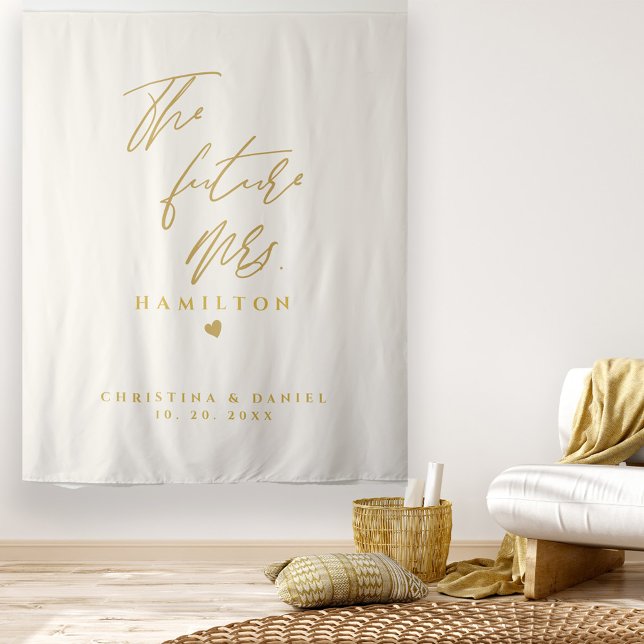Modern Gold Script Typography Wedding Tapestry (Creator Uploaded)