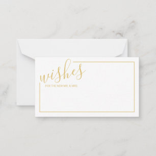 Modern Gold Script Wedding Advice and Wishes Card