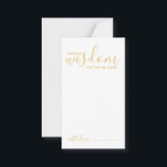 Modern Gold Script Wedding Advice and Wishes Card<br><div class="desc">Add a personal touch to your wedding with a modern script wedding advice and wishes card. This advice card features title 'words of wisdom' with details in gold script and sans serif font style on white background. Perfect for wedding, baby shower, birthday party, bridal shower, bachelorette party and any special...</div>