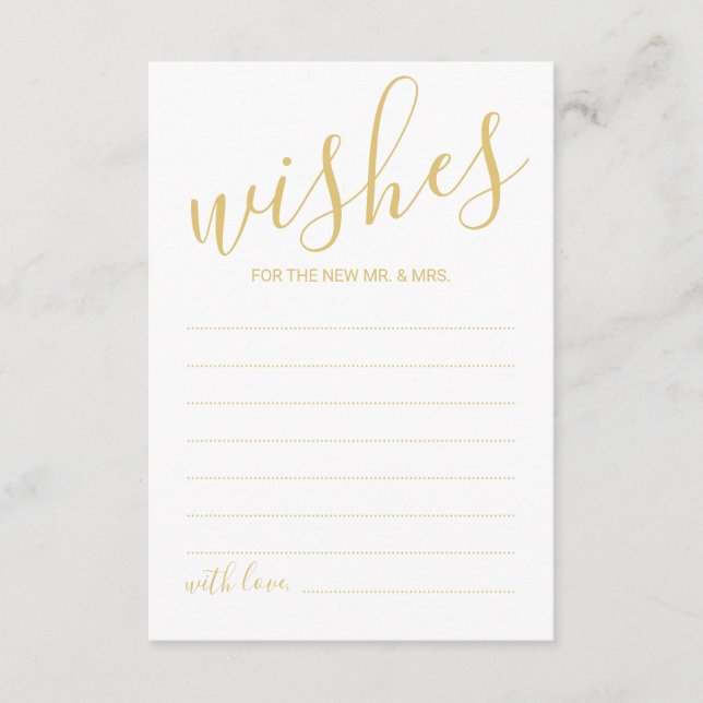 Modern Gold Script Wedding Advice and Wishes Card (Front)