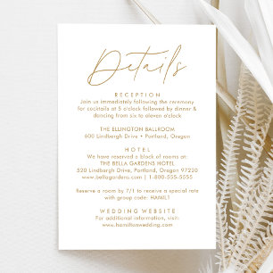 Modern Gold Script Wedding Details Enclosure Card