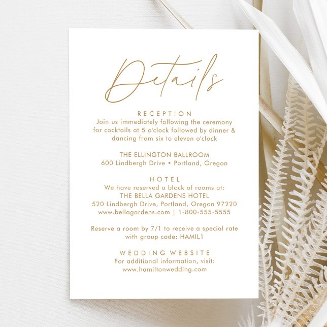 Modern Gold Script Wedding Details Enclosure Card (Creator Uploaded)