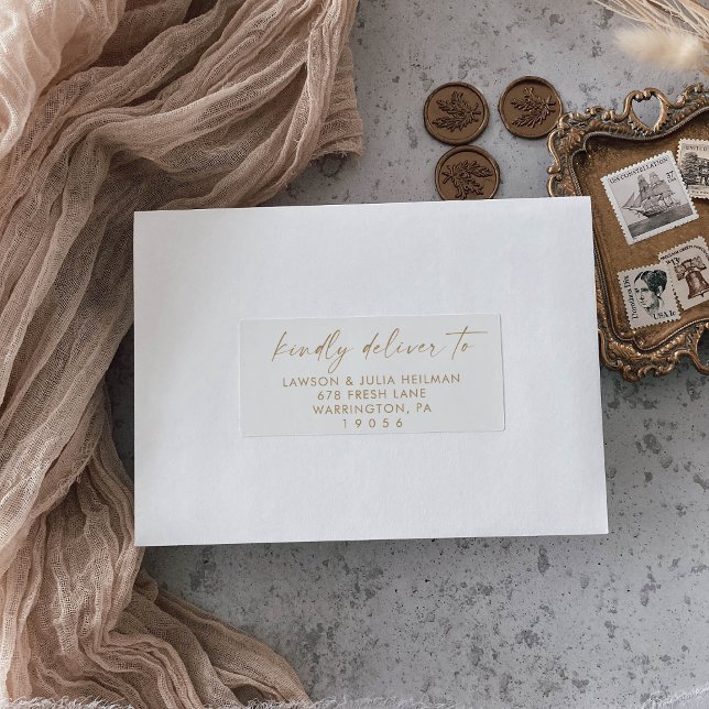Modern Gold Script Wedding Guest Address Labels (Creator Uploaded)