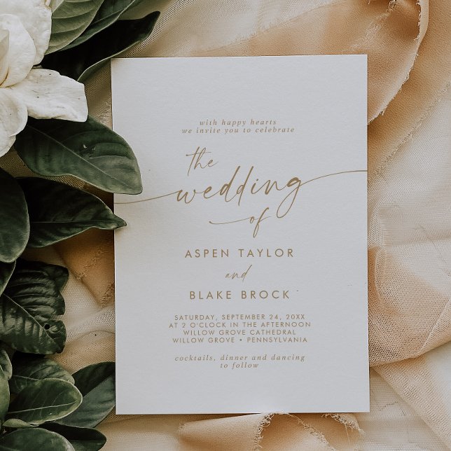 Modern Gold Script Wedding Invitation (Creator Uploaded)
