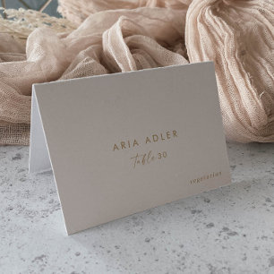 Modern Gold Script Wedding Menu Option Place Cards