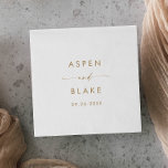 Modern Gold Script Wedding Napkins<br><div class="desc">These modern gold script wedding paper napkins are perfect for a minimalist wedding reception. The simple yellow gold colour design features unique industrial lettering typography with modern boho style. Customisable in any colour. Keep the design minimal and elegant, as is, or personalise it by adding your own graphics and artwork....</div>