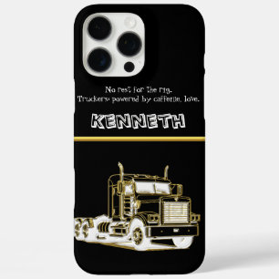 Modern Gold Semi-Truck Artwork iPhone 16 Pro Max Case