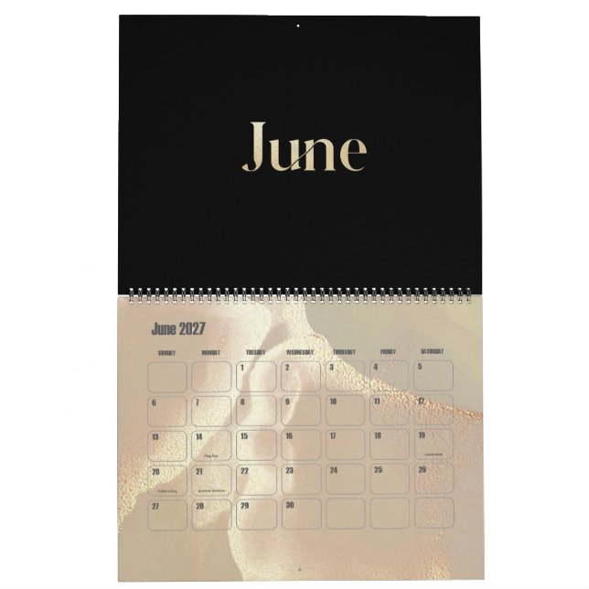 Modern Gold Shimmer Chic Calendar (Jun 2027)