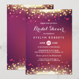 Modern Gold Shimmer Sparkles Wedding Bridal Shower Invitation