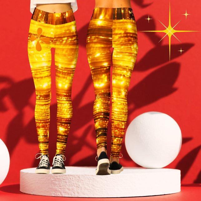 Modern Gold Shiny Sparkle Glitter Chic Gym Women  Leggings (Creator Uploaded)