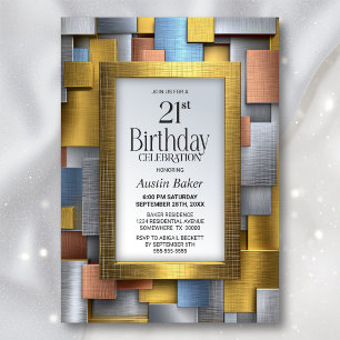 Modern Gold Silver 21st Birthday Party Invitation