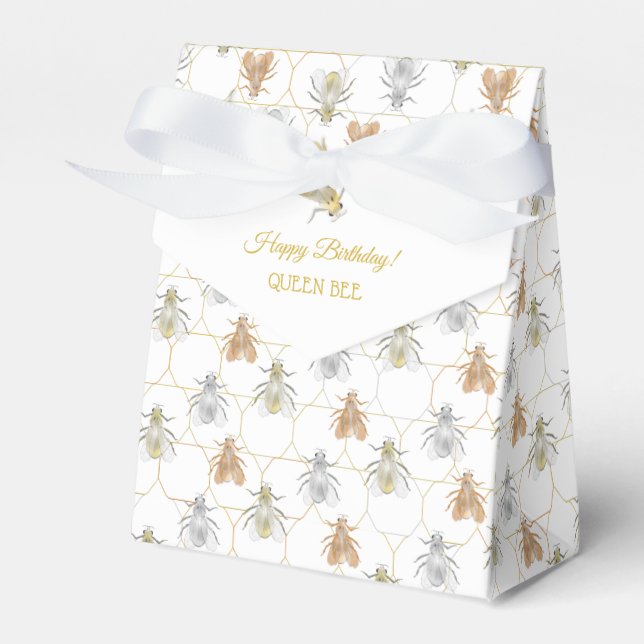 Modern Gold Silver Copper Metal Bees Favour Box (Front Side)