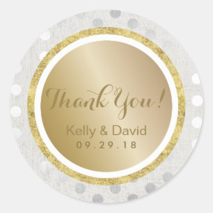 Modern Gold & Silver Wedding Thank You Classic Round Sticker