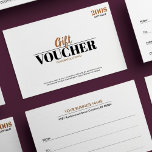 Modern Gold Simple Business Gift Voucher Card<br><div class="desc">Gift voucher card with Modern simple trendy white and gold Retro Typography. Customise it for yourself.</div>