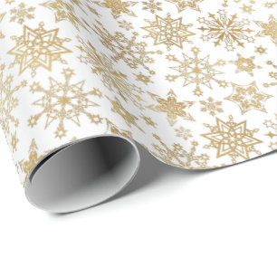 Modern Gold Snowflakes Christmas Holiday Wrapping Paper