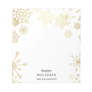 Modern Gold Snowflakes Christmas Party Notepad