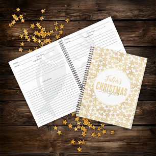 Modern Gold Snowflakes Christmas Recipes  Notebook