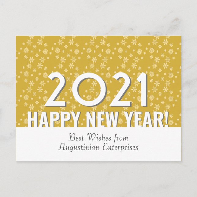 Modern GOLD | Snowflakes | Happy New Year | 2021 Postcard (Front)