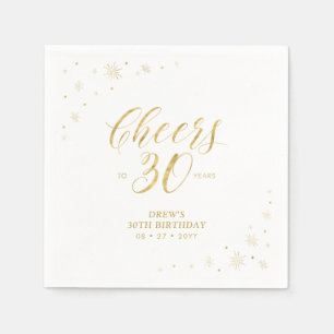 Modern Gold Sparkle & Cheers 30th Birthday Party Napkin