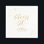 Modern Gold Sparkle & Cheers 50th Birthday Party Napkin<br><div class="desc">This custom paper napkin will add stylish detail to your special day. This design features sparkle graphics and typography " Cheers to 50 years" in gold foil texture. Perfect for a modern gold theme 50th birthday party. Matching invitations and stationeries are available in my shop BaraBomDesign.</div>