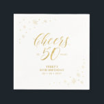 Modern Gold Sparkle & Cheers 50th Birthday Party Napkin<br><div class="desc">This custom paper napkin will add stylish detail to your special day. This design features sparkle graphics and typography " Cheers to 50 years" in gold foil texture. Perfect for a modern gold theme 50th birthday party. Matching invitations and stationeries are available in my shop BaraBomDesign.</div>
