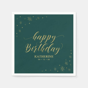Modern Gold Sparkle Happy Birthday Paper Party Napkin