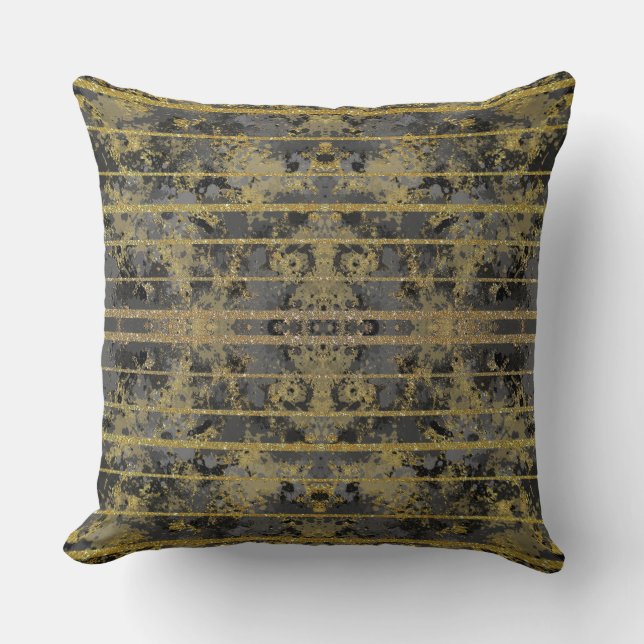Modern Gold Sparkles Stripes Cushion (Front)