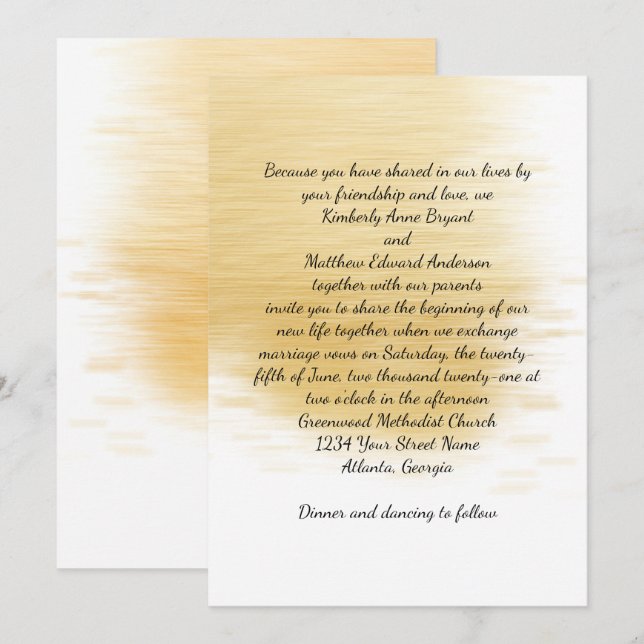 Modern Gold Splash Wedding Invitation (Front/Back)