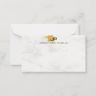 Modern Gold Splash White Marble Monogram Template