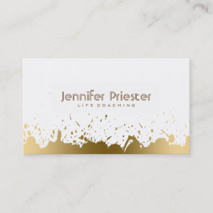 Modern Gold Splatter & White Life Couching Business Card