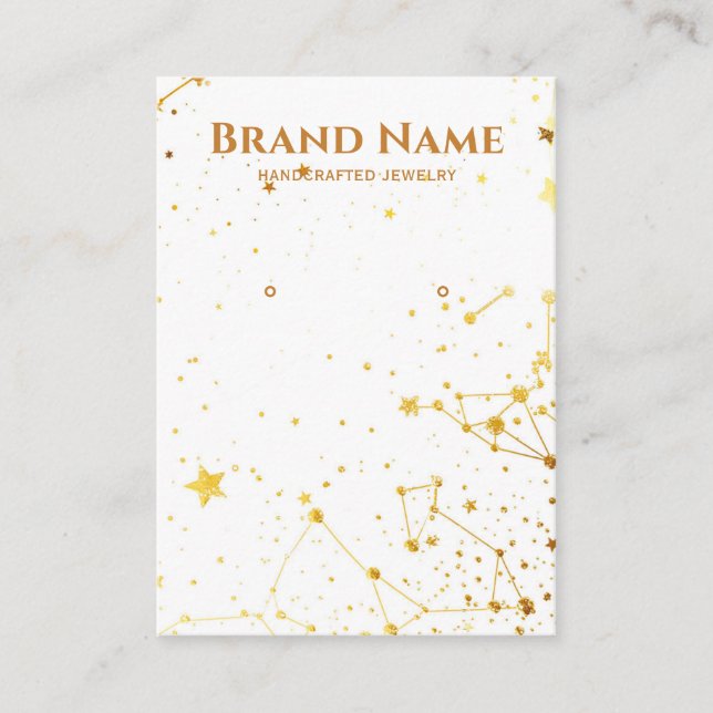 Modern Gold Star Line Art Earring Display Business Card (Front)