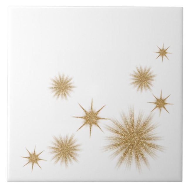 Modern Gold Starburst Ceramic Tile (Front)
