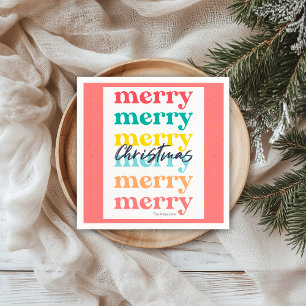 Modern Gold Stars Colourful Festive Merry Christma Napkin