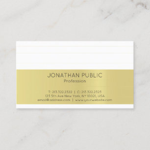 Modern Gold Stripe Chic White Minimal Plain Trendy Business Card