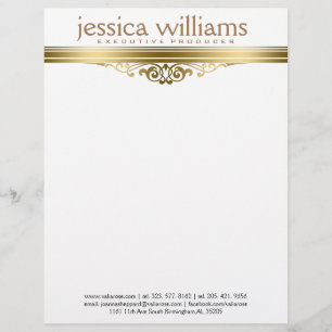 Modern Gold Stripe & Floral Accent Customised Letterhead