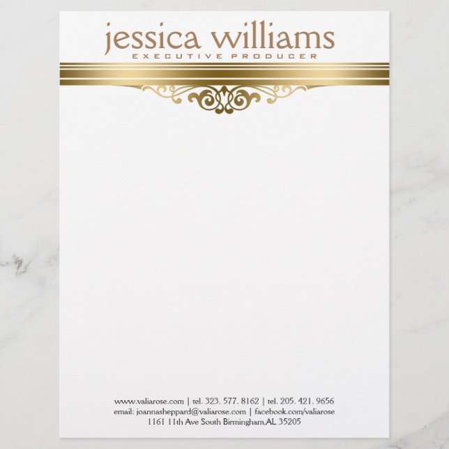 Modern Gold Stripe & Floral Accent Customised Letterhead (Front)