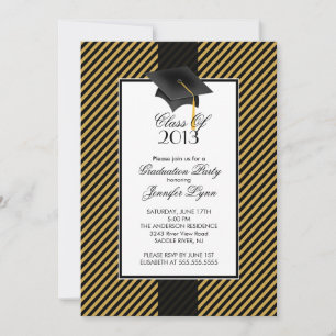 Modern Gold Stripe Graduation Party Invitation