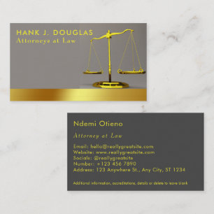 Modern Gold Stripe Grey Lawyer Attorney Business Card