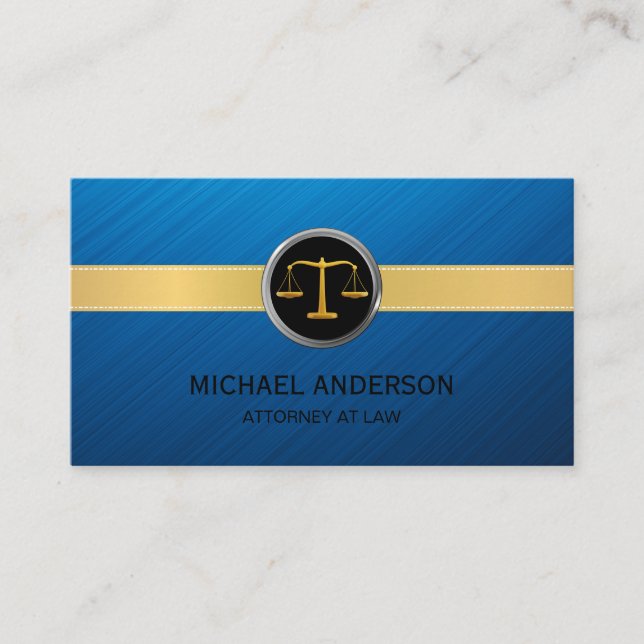 Modern Gold Stripe Navy Blue Lawyer Attorney  Business Card (Front)