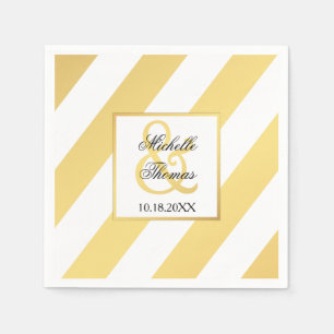 Modern Gold Stripe Wedding Napkin